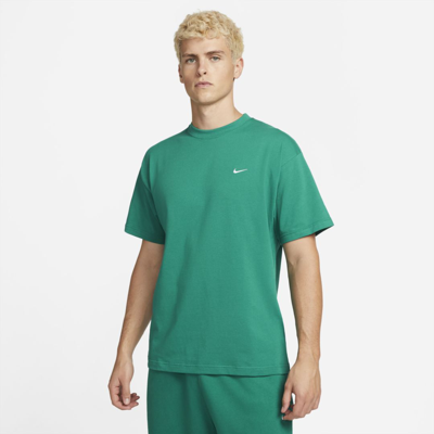 Shop Nike Solo Swoosh T-shirt In Mystic Green,white