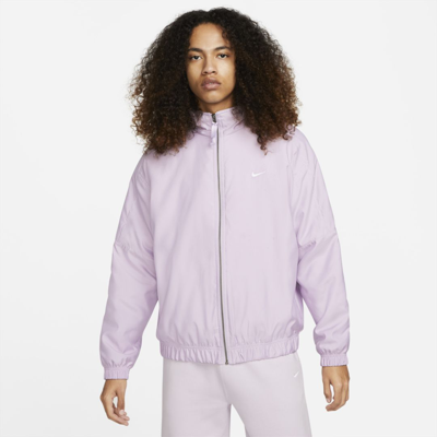 Shop Nike Unisex Solo Swoosh Satin Bomber Jacket In Purple