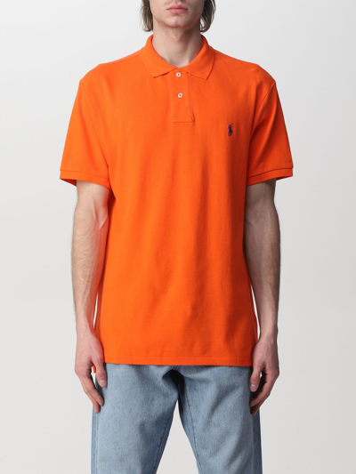 Shop Polo Ralph Lauren Cotton Polo Shirt With Logo In Orange