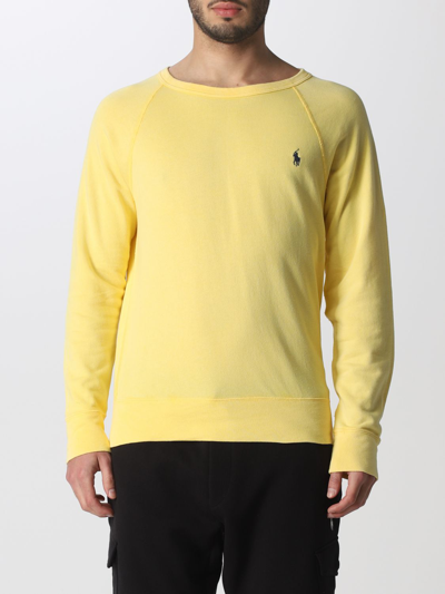 Shop Polo Ralph Lauren Jumper In Cotton Blend With Logo In Yellow