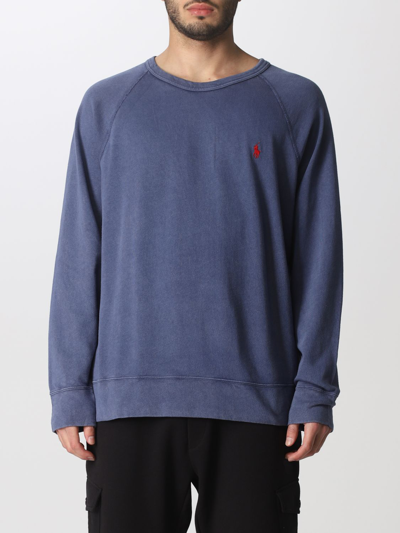 Shop Polo Ralph Lauren Jumper In Cotton Blend With Logo In Navy