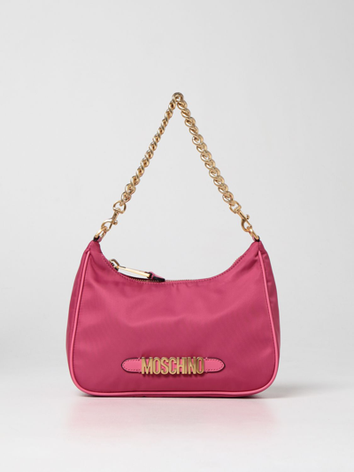 Shop Moschino Couture Nylon Hobo Bag In Fuchsia