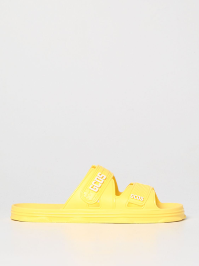 Shop Gcds Rubber Sandals With Logo In Yellow