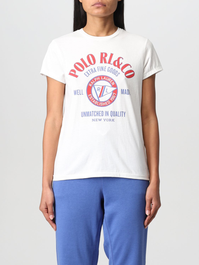 Shop Polo Ralph Lauren T-shirt With Print In White