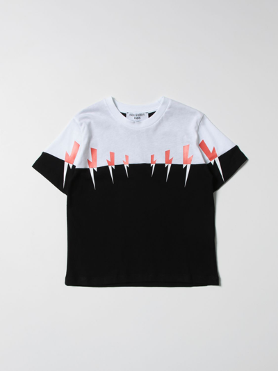 Shop Neil Barrett T-shirt With Lightning Print In White