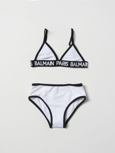 Shop Balmain Bikini Swimsuit With Logo In White