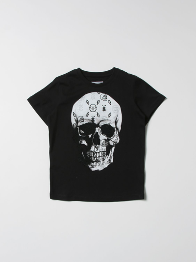 Shop Philipp Plein Cotton T-shirt With Skull Print In Black