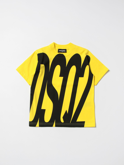 Shop Dsquared2 Junior T-shirt With Big Logo In Yellow