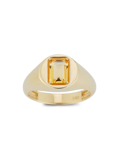 Shop Saks Fifth Avenue Women's 14k Yellow Gold & Citrine Signet Ring