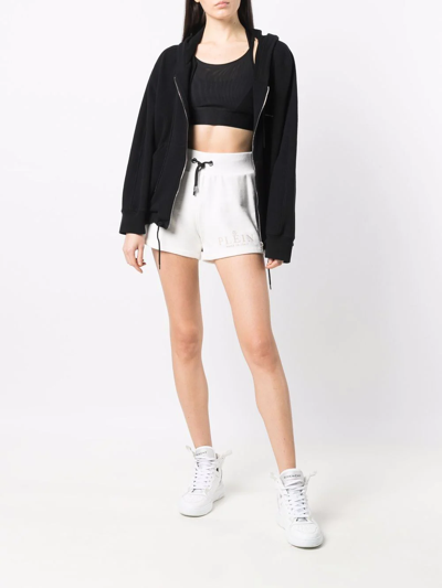 Philipp Plein Iconic Logo-print Drawstring Shorts In Nude
