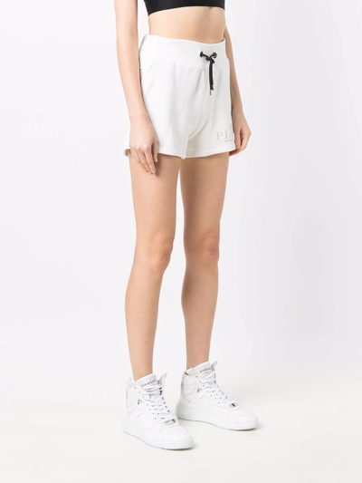 Shop Philipp Plein Iconic Logo-print Drawstring Shorts In Nude