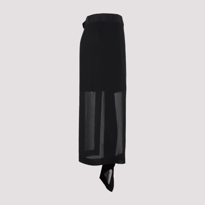 Shop Dion Lee Draped Silk Midi Skirt In Black