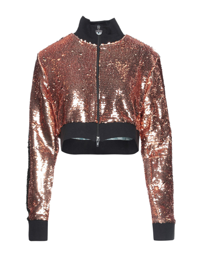 Shop Chiara Ferragni Woman Jacket Copper Size L Polyester, Polyethylene In Orange