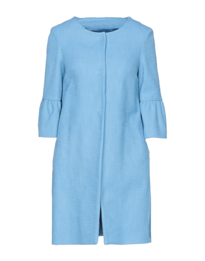 Shop Annie P Overcoats In Sky Blue