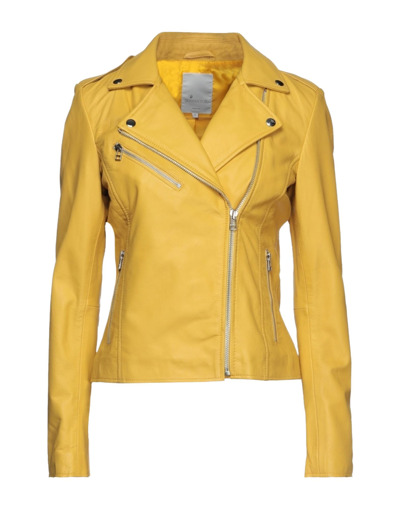 Shop Goosecraft Woman Jacket Yellow Size Xl Sheepskin