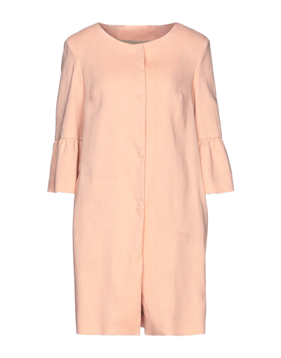 Shop Annie P Overcoats In Salmon Pink