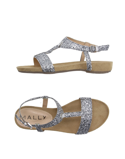 Shop Mally Woman Sandals Silver Size 7 Leather, Textile Fibers
