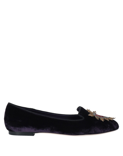 Shop Dolce & Gabbana Woman Loafers Dark Purple Size 4 Textile Fibers