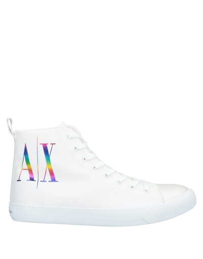 Shop Armani Exchange Man Sneakers White Size 7 Cotton, Thermoplastic Polyurethane