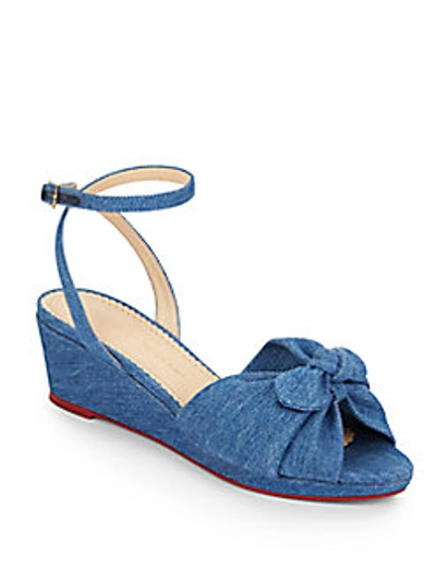Charlotte Olympia Alexa Denim Wedge Sandals In Blue