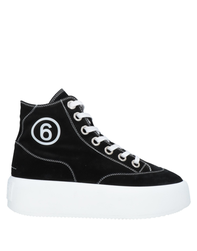 Mm6 Maison Margiela Logo-print Canvas Flatform Sneakers In Black