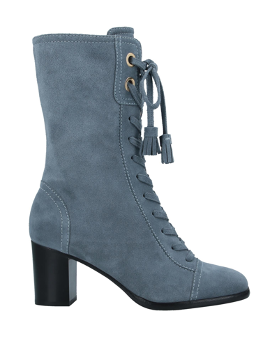 Shop Alberta Ferretti Woman Ankle Boots Pastel Blue Size 8 Soft Leather
