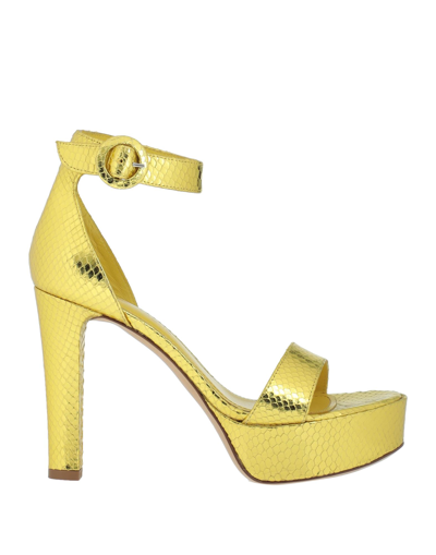 Shop Aldo Castagna Woman Sandals Yellow Size 10 Soft Leather