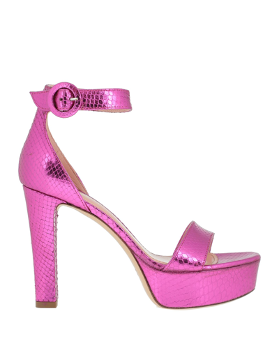 Shop Aldo Castagna Woman Sandals Fuchsia Size 7 Soft Leather In Pink