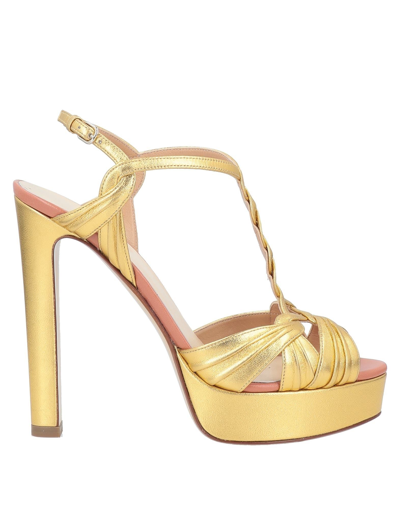 Shop Francesco Russo Woman Sandals Gold Size 8 Soft Leather