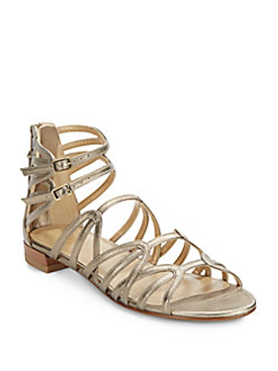 Stuart Weitzman Helena Metallic Gladiator Sandals In Ale Washed