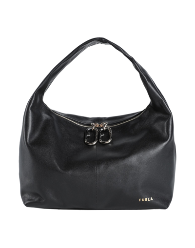 Shop Furla Ginger S Hobo Woman Handbag Black Size - Calfskin