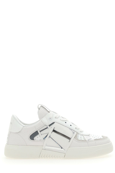 Shop Valentino Vltn Band Perforated Detailed Sneakers In White