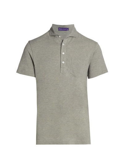 Shop Ralph Lauren Purple Label Men's Custom Slim-fit Washed Piqué Polo Shirt In Classic Light Grey Heather