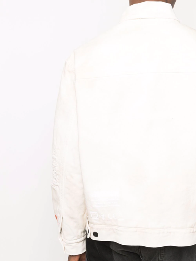 Shop Heron Preston Logo-patch Distressed Jacket In Weiss