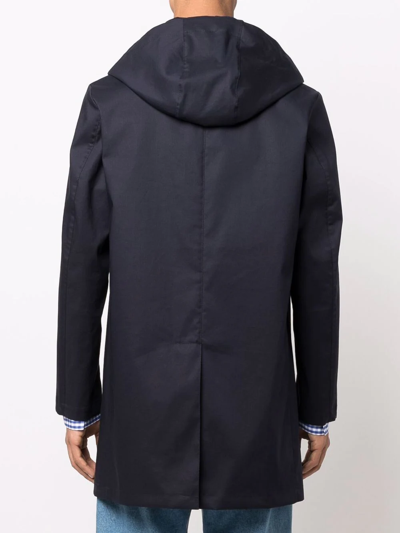 Shop Mackintosh Hooded Single-breasted Coat In Blau