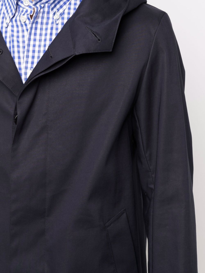 Shop Mackintosh Hooded Single-breasted Coat In Blau