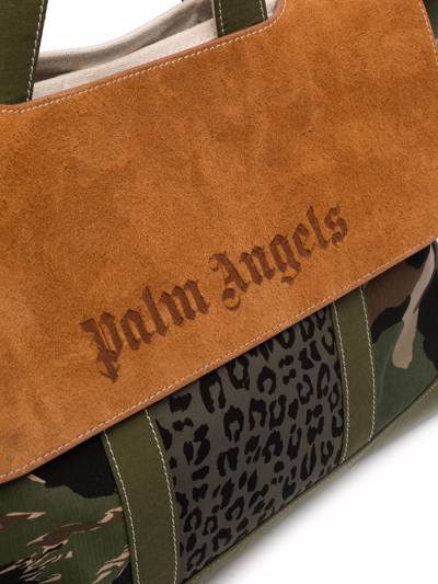 Shop Palm Angels Logo-flap Tote Bag In Green