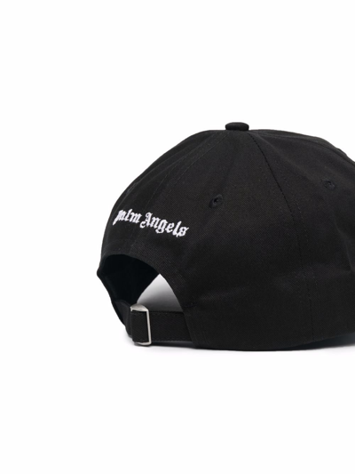 Shop Palm Angels Logo-embroidered Cotton Cap In Black