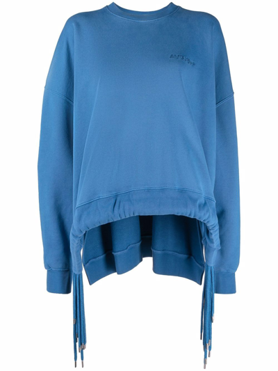 Shop Ambush Cord-detail Crewneck Sweatshirt In Blue
