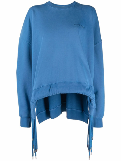 Multi-cord Embroidered Crewneck Sweatshirt In Blue