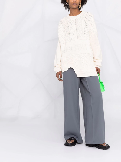 Ambush Patchwork Cable-knit Jumper In Neutrals