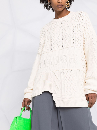 Ambush Patchwork Cable-knit Jumper In Neutrals