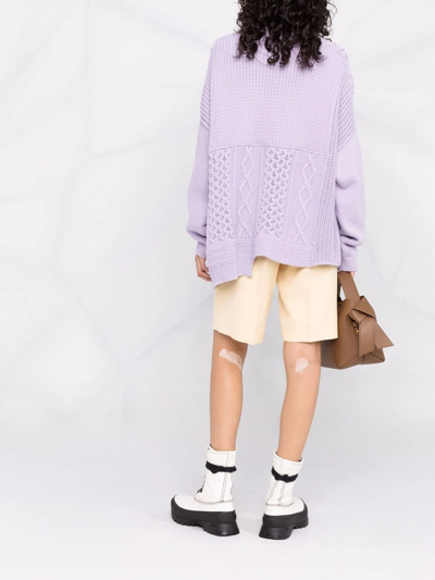Ambush Patchwork Knitted Cardigan In Purple