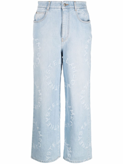 Shop Stella Mccartney Circle Logo Straight-leg Jeans In Blau