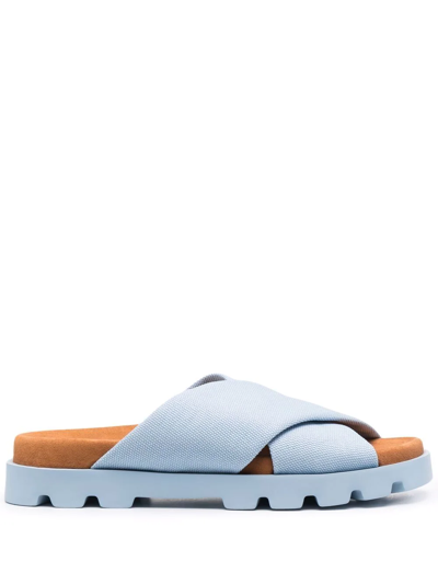 Camper Brutus Crossover-strap Leather Sandals In Blau