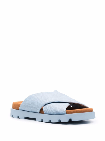 Camper Brutus Crossover-strap Leather Sandals In Blau