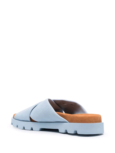Camper Brutus Crossover-strap Leather Sandals In Blau