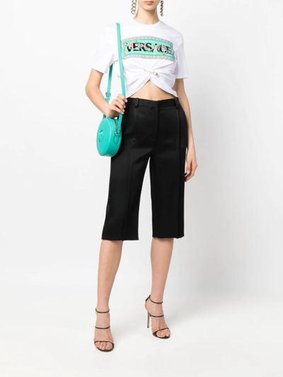 Shop Versace Safety Pin Cropped T-shirt In Weiss