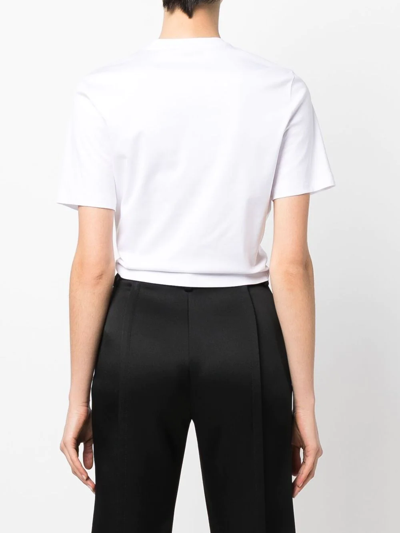Shop Versace Safety Pin Cropped T-shirt In Weiss