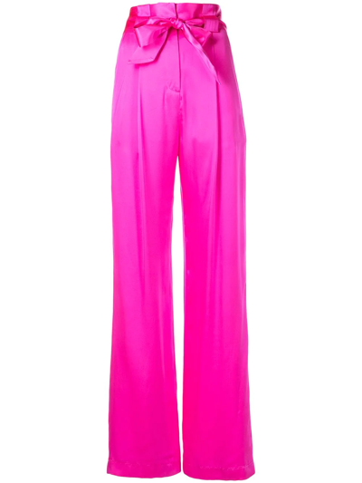 Shop Michelle Mason High-waisted Pleated Silk Trousers In Rosa